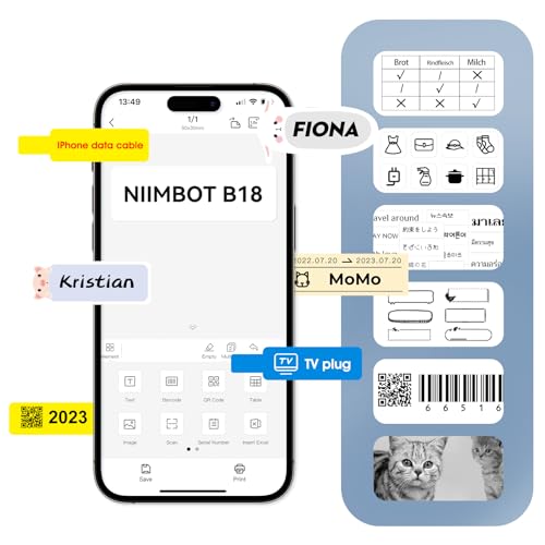 NIIMBOT Thermal Transfer Cable Label 0.49" x 4.29", for N1(B18) Label Maker - color: 0.49''×4.29''-white Cable