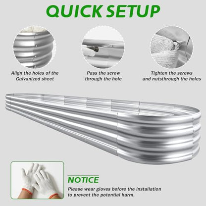RAYKEEP 8x2x1ft Galvanized Raised Garden Beds, Pack of 01 - Silver - color: 1pcs, size: 8x2x1ft
