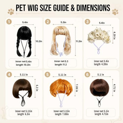 Six Fun Cat and Dog Wig - color: Off-white and Black and Brown