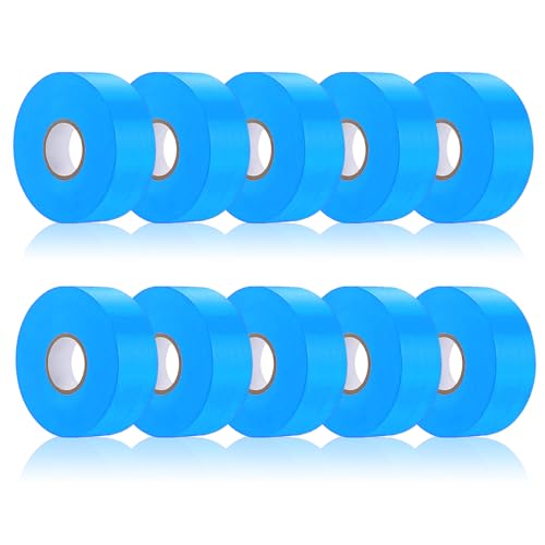 10 Pack Blue Flagging Tape, Non-Adhesive Plastic Ribbon Neon Marking Roll - color: Blue-10pack