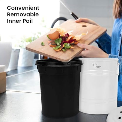 Chef's Star Countertop Compost Bin, Indoor Compost Bin, Small Composter, White, 0.8 Gallon, Metal - color: White