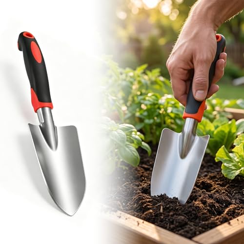 Stainless Steel Garden Trowel, Heavy Duty Gardening Hand Shovel with Soft Non-Slip Grip, Ideal for Digging, Planting, Transplanting