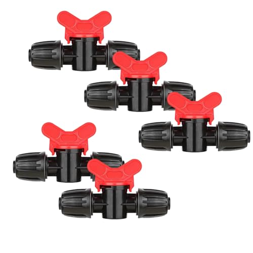 Drip Irrigation Shut Off Valve 5 Pack - 1/2 Inch In-Line Lock Barbed Switch, On/Off Control for 1/2" ID (0.60-0.63" OD) Tubing, Anti-Drop Valve for Garden Sprinkler Systems - style: 1/2'' Switch Valve （5）