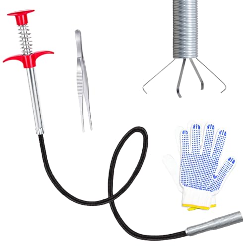 Flexible Grabber Tool (4 Claws), Snake for Shower Drain with Tweezers - color: 24 inches