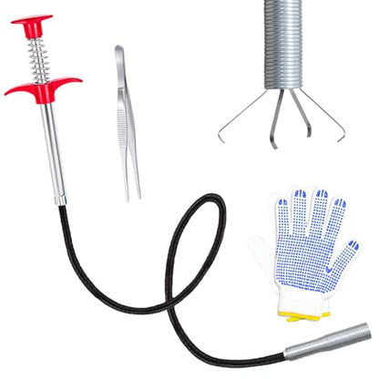 Flexible Grabber Tool (4 Claws), Snake for Shower Drain with Tweezers - color: 24 inches