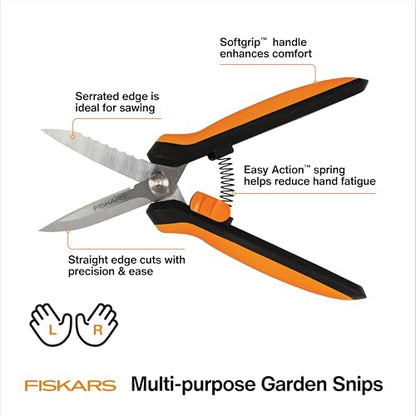 Fiskars 8" SoftGrip Pruning Shears, Multipurpose Garden Snips with Sheath, Multipurpose (Pack of 6) - style: Snips (Pack of 6)