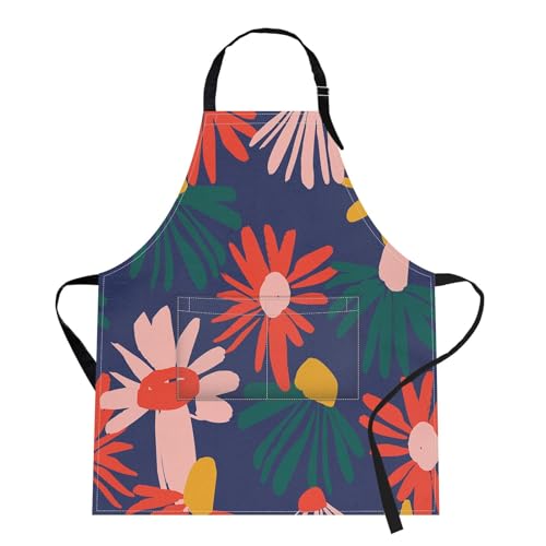 Britimes Apron with Pockets, 32x28 inch, for Women Men, Floral Colorful - color: Flowers