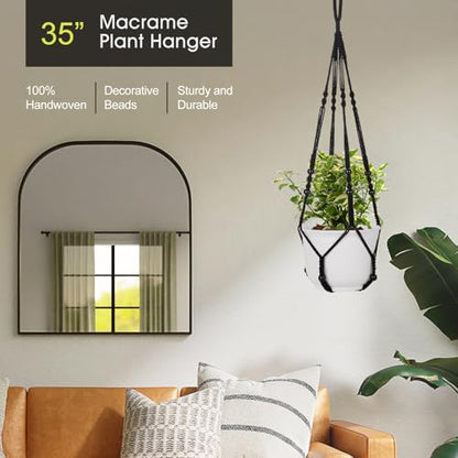 RIFNY Macrame Plant Hanger Indoor, Hanging Plant Holder, Black, 3 PCS - color: Black, size: 35 Inch 3pcs