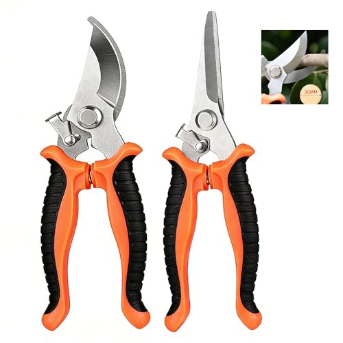 2Pack Garden Pruning Shears, Stainless Steel Pruning Shears, Handheld Pruners Set for Gardening, Garden Tools for Flowers Fruit Trees