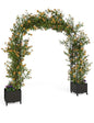 71" Rolling Garden Arch Trellis with Planter Box – Rustproof Metal Frame - size: Span 1.8