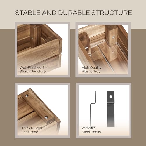 THYOI Premium Wooden Planter Box, Storage Box - 3 Colors (Natural) - color: Natural