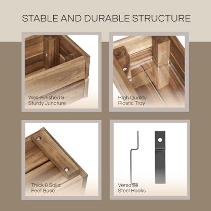 THYOI Premium Wooden Planter Box, Storage Box - 3 Colors (Natural) - color: Natural