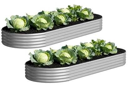 2PCS 12x4x1FT Galvanized Metal Raised Garden Bed,Outdoor Planter Box for Vegetables - size: 12x4x1(2PCS)