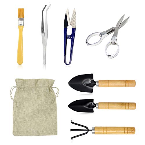 Bonsai Tool Set 8 PCS-Mini Gardening Tools Kit for Indoor Outdoor Plant - color: 8 Pcs