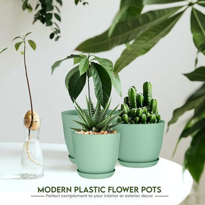 Plant Pots Indoor with Drainage, 10 Pack Multi-Size Planters Set, Mint - color: Mint, size: Pack of 10