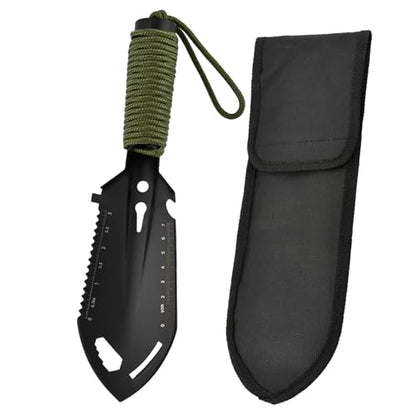 9‑in‑1 Mini Camping Shovel, Ultralight Backpacking Trowel Multitool - color: black