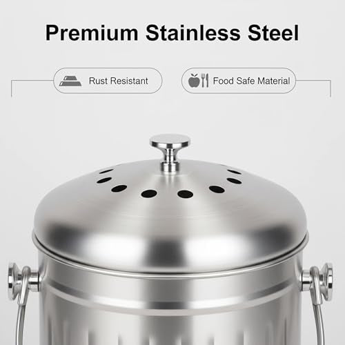 1.3 Gal Kitchen Countertop Compost Bin Countertop Composter