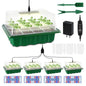 Seed Starter Tray Medium Size 4 Packs, Seed Starter Kit with Upgraded 24 Full Spectrum LEDs, Adjustable Brightness and Timer, with Drainage Holes, Tools and Labels for Indoor Plant Growing - size: M×4 without heat mat