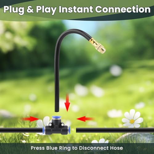 200FT Automatic Drip Irrigation Kits with Water Timer 360° Bendable Spray