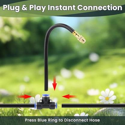 200FT Automatic Drip Irrigation Kits with Water Timer 360° Bendable Spray