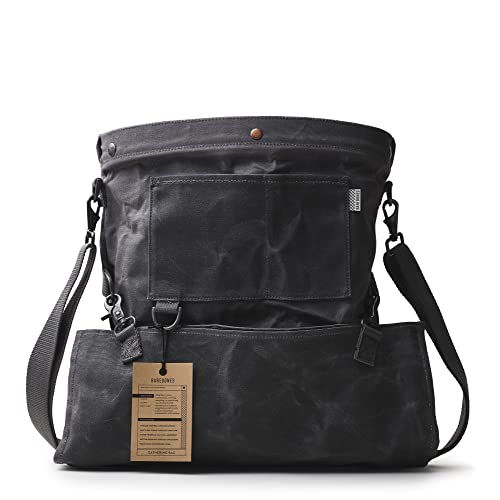 Barebones Harvesting and Gathering Bag - Foraging, Harvest and Fruit Picking Bag with Convertible Straps - Water-Resistant Waxed Canvas Gardening Tool(Slate Gray) - color: Slate Gray