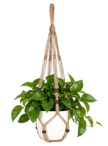 Mkono Macrame Plant Hanger Indoor, 29 Inch Hanging Planter Holder Brown - color: Brown