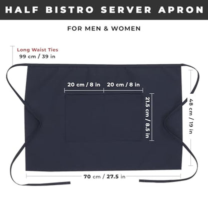 Chef Works Unisex Half Bistro Server Apron - color: Navy, 1 Pack