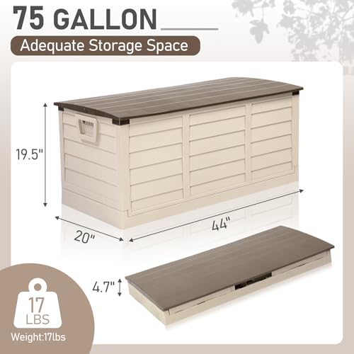 VINGLI 75 Gallon Collapsible Outdoor Storage Box, Brown - color: Brown