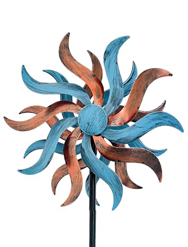 Copper & Teal Willow 360° Metal Wind Spinners Outdoor, 53" H - color: Copper & Teal 54*12 Inch