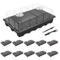 Gardzen 10-Set Garden Propagator Set, Seed Tray Kits with 400-Cell, Seed Starter Tray with Dome and Base 15" x 9" (40-Cell Per Tray) - size: 40-Cell Black 10-Pack