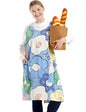 Big Plus Size Aprons for Women with Pockets Cotton Linen Baking Kitchen Cooking - color: Poached Egg Flowers