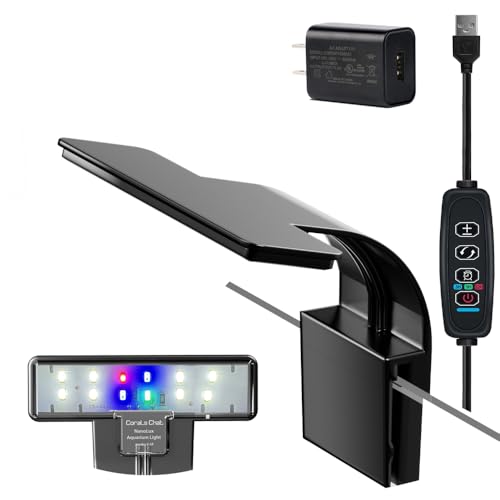 Aquarium Light, 3 Mode Clip on Fish Tank Light with Timer Function, Full Spectrum Aquarium Plant Light, Adjustable Brightness, for 6-10 Inch Fish Tank