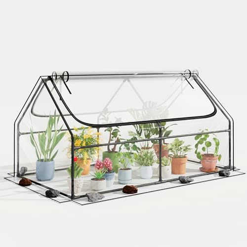 Superlele 6x3x3FT Mini Greenhouse with 2 Large Zipper Doors for Outdoor - style: (Clear)-6x3x3Ft