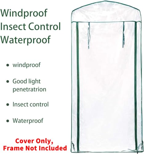 4 Tier Roll-Up Greenhouse Replacement Cover for Plant-63"x27"x19" Clear PVC