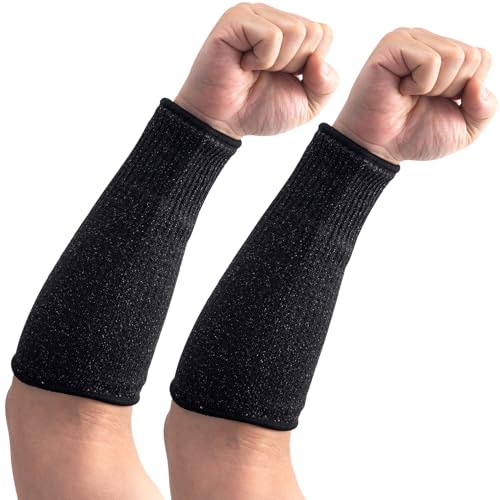 PAGOW Cut Resistant Sleeves for Arm Protection, Bite-Proof Forearm Protector, Gardening Sleeves for Thin Skin - color: Black