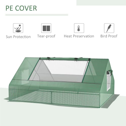 Outsunny 71" x 55" x 32" Mini Greenhouse Outdoor with Zipper Windows Green