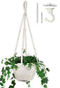 Macrame Plant Hanger Large for 12 inch Pot, Large Plant Hanger - color: Beige
