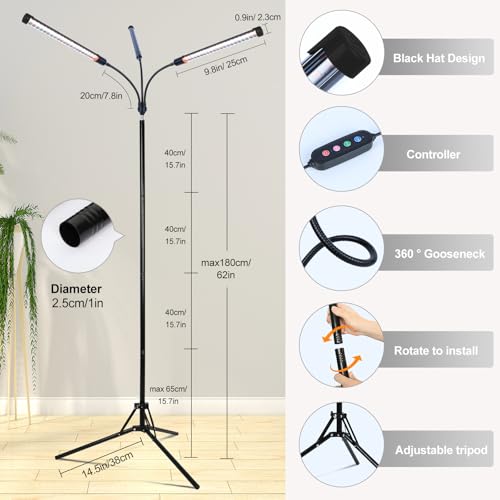 FECiDA Full Spectrum Standing Grow Lights for Indoor Plants, Bonsai Tree - size: 3-Tube