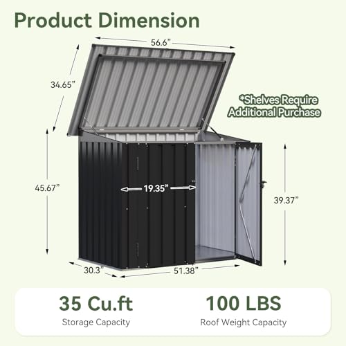 Aoxun Outdoor Storage Cabinet 35 Cu.Ft Metal Storage Shed with Floor