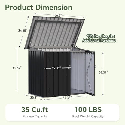 Aoxun Outdoor Storage Cabinet 35 Cu.Ft Metal Storage Shed with Floor