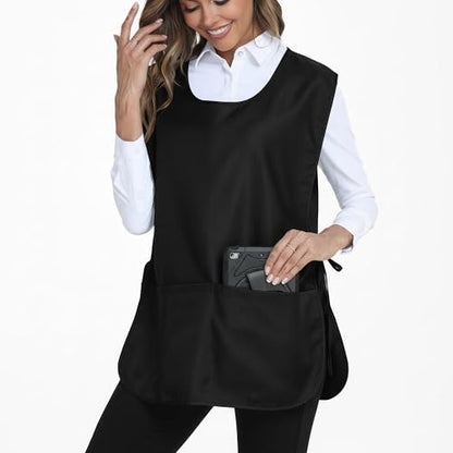 Xeoxarel Unisex Cobbler Apron with 3 Deep Pockets, Smock Vest Apron - color: 3 Pack - Black