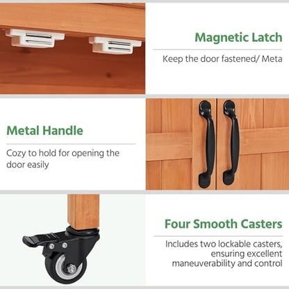 Yaheetech Rolling Potting Bench Outdoor Storage Cabinet, Metal Top, Brown - color: Brown