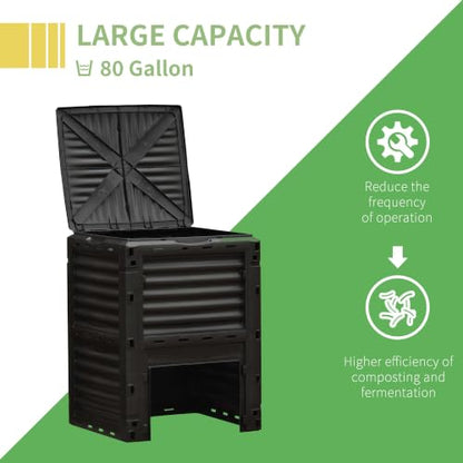 Outsunny Garden Compost Bin, 80 Gallon Outdoor Composter, Yellow - color: Yellow