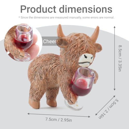 Highland Cow Statue with Red Wine Plant Pot Hugger - style: Cow Wine