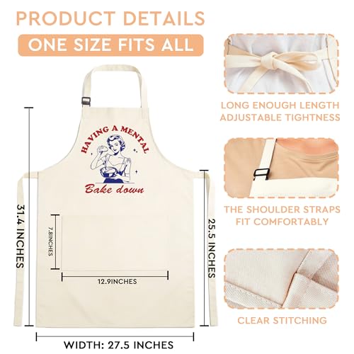 Sourdough Apron Gifts for Bakers, Adjustable Apron, Gifts for Bread Bakers, Perfect for Baking Cooking - color: Having a Mental Bake Down-1