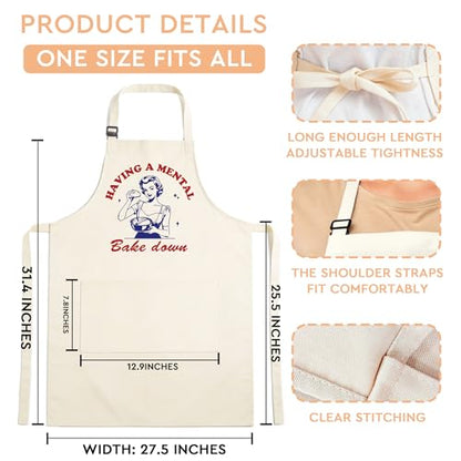 Sourdough Apron Gifts for Bakers, Adjustable Apron, Gifts for Bread Bakers, Perfect for Baking Cooking - color: Having a Mental Bake Down-1