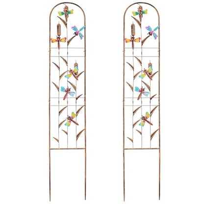 aboxoo 2-Pack Dragonfly Metal Garden Trellis for Climbing Plants