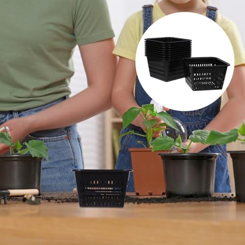 Hemoton Orchid Planter Pot Plastic Black 10 Pack 7.07 X 7.07 X 4.32 inch