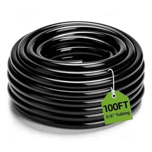 100FT 3/8" Drip Irrigation Tubing, 9mm ID x 12mm OD Flexible PE Hose - size: 100FT 3/8"Hose