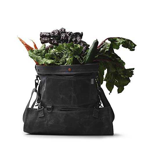 Barebones Harvesting and Gathering Bag - Foraging, Harvest and Fruit Picking Bag with Convertible Straps - Water-Resistant Waxed Canvas Gardening Tool(Slate Gray) - color: Slate Gray